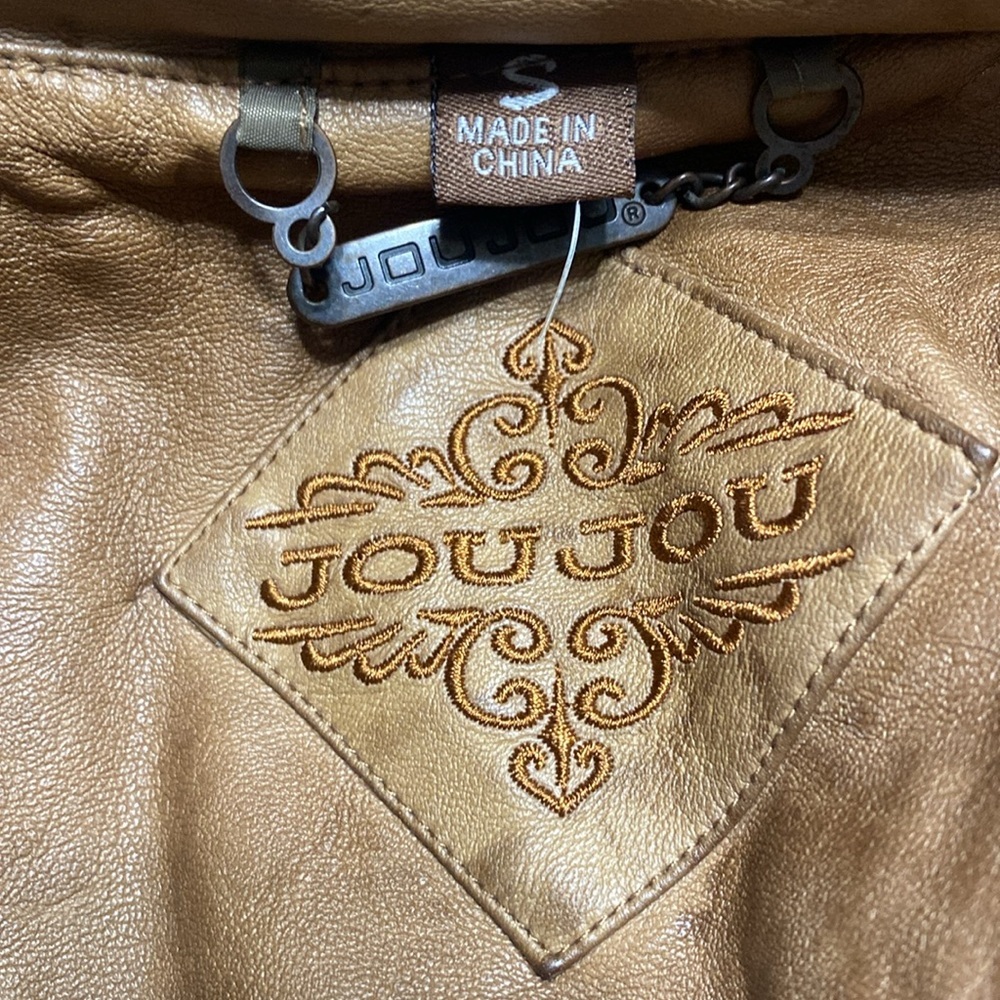 Jou Jou light brown faux leather jacket size small - Picture 10 of 11